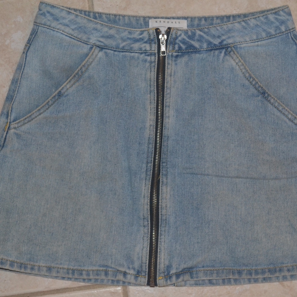 Kendall + Kylie Denim Zipper Skirt